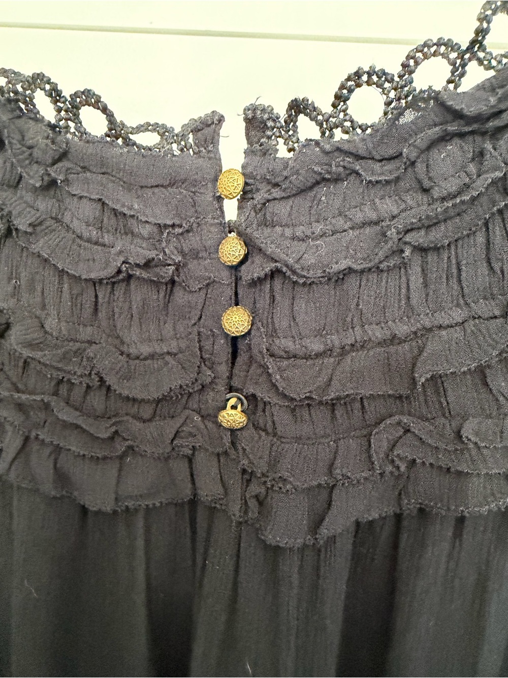 Anthropologie Black Ruffled Lace-Yoke Blouse - Picture 8 of 9